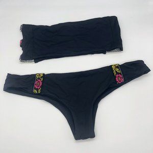 New Tavik Black Embroidered Bikini - Size L